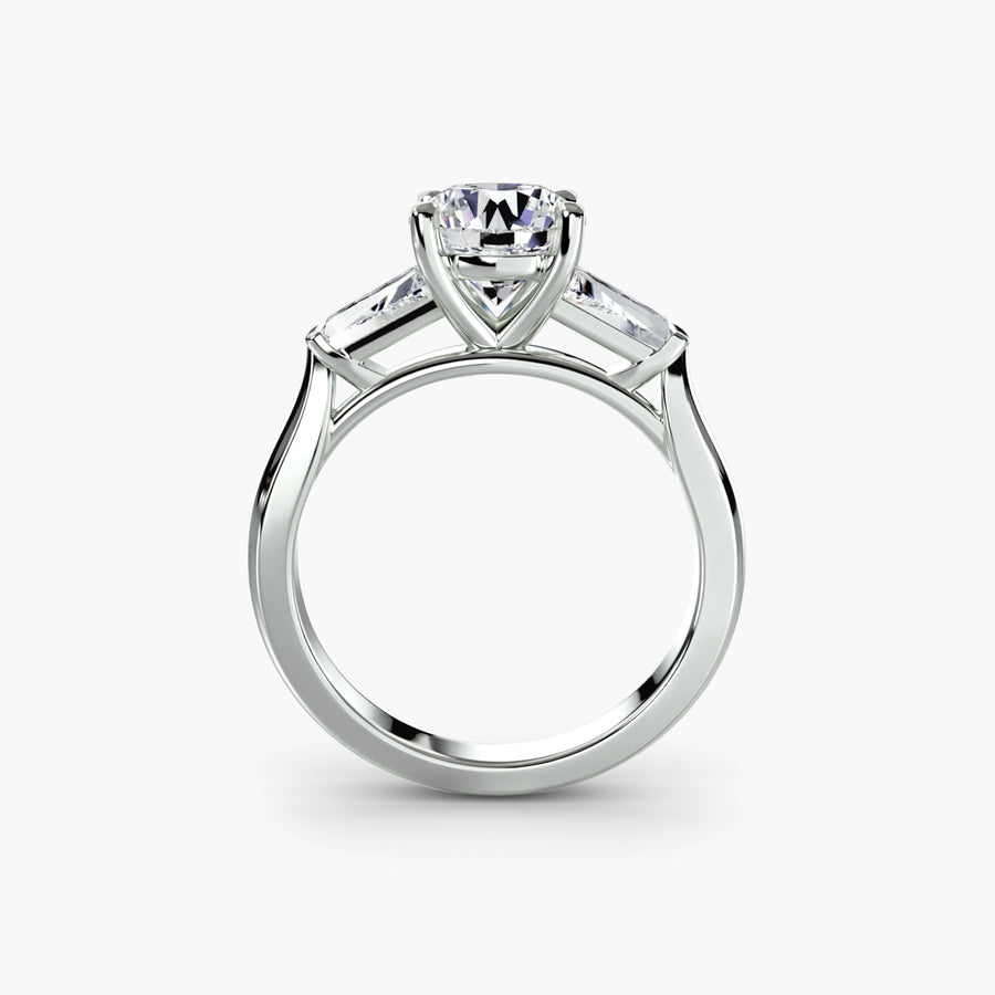 Three-Stone with Tapered Baguettes — diamond engagement ring, GIA- or IGI-certified