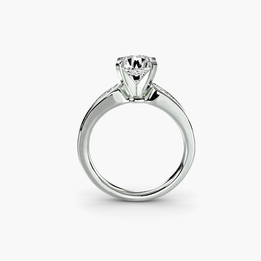 Half-Eternity Pavé Solitaire — diamond engagement ring, GIA- or IGI-certified