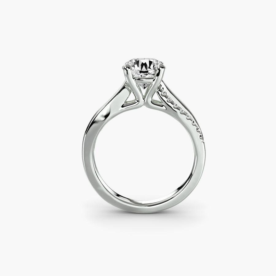 The Split Shank Pavé Solitaire — diamond engagement ring, GIA- or IGI-certified