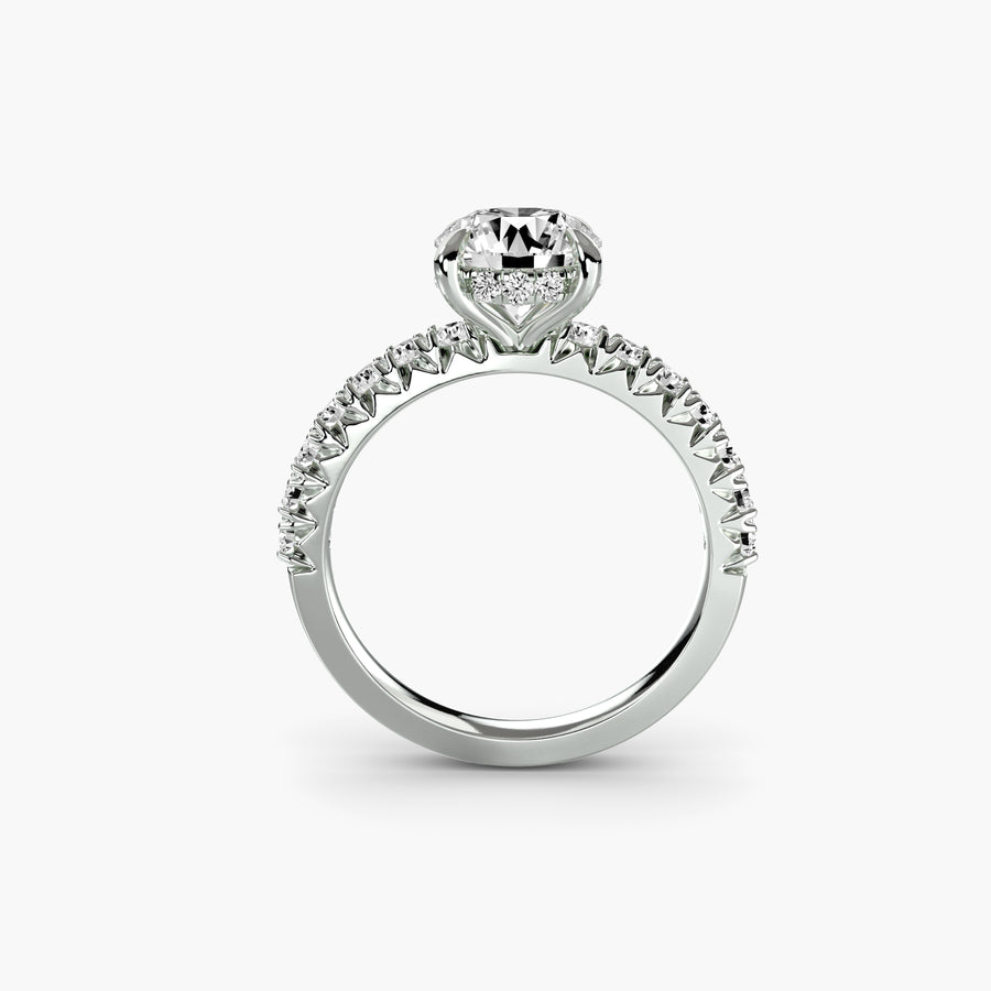 Scalloped Pavé Solitaire — diamond engagement ring, GIA- or IGI-certified