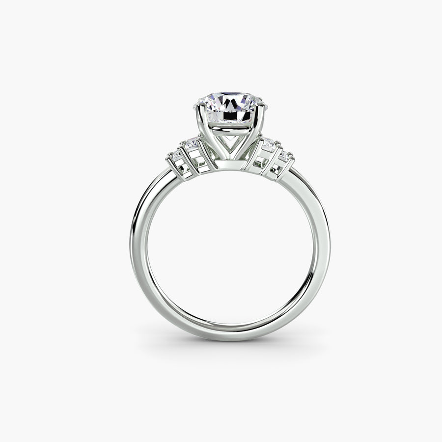 Baguette Accent Solitaire — diamond engagement ring, GIA- or IGI-certified