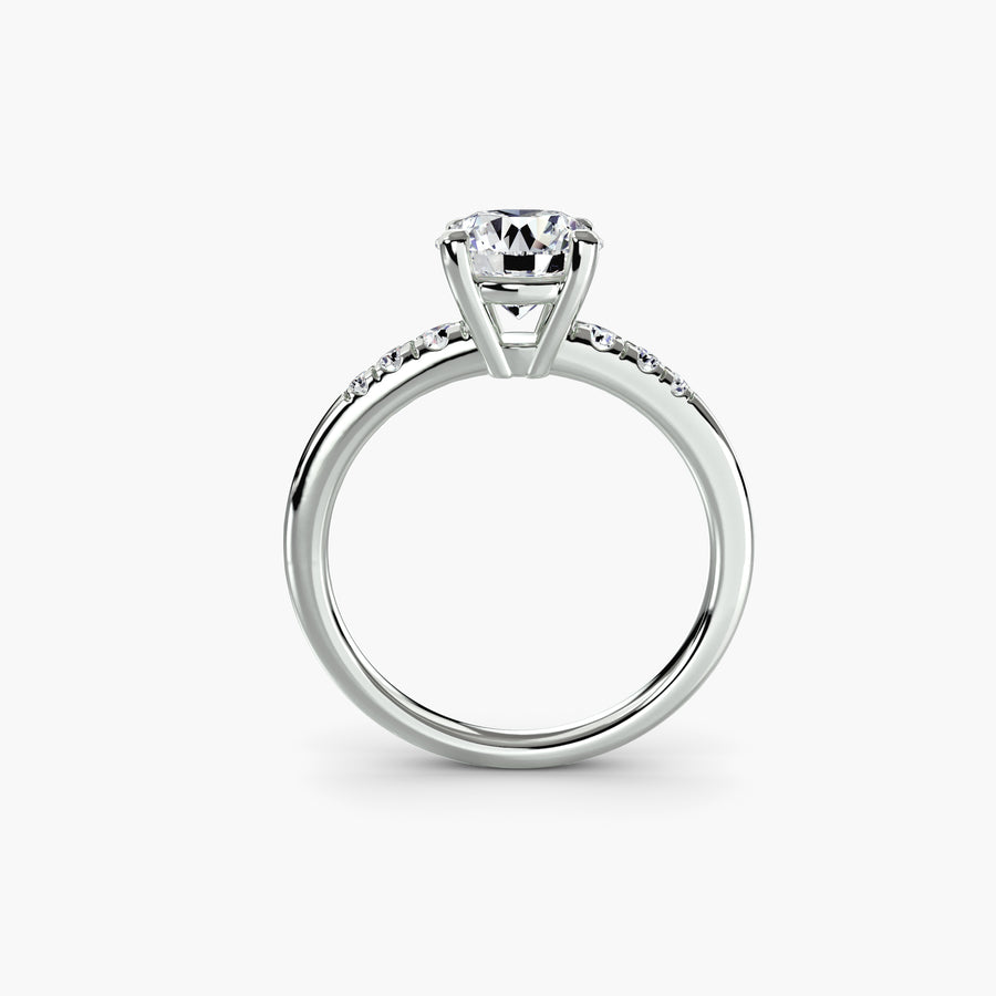 Solitaire with Pavé Shoulder Accents — diamond engagement ring, GIA- or IGI-certified
