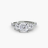 Three-Stone with Trellis Pavé Band