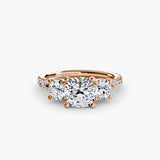 Three-Stone with Trellis Pavé Band