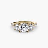 Three-Stone with Trellis Pavé Band