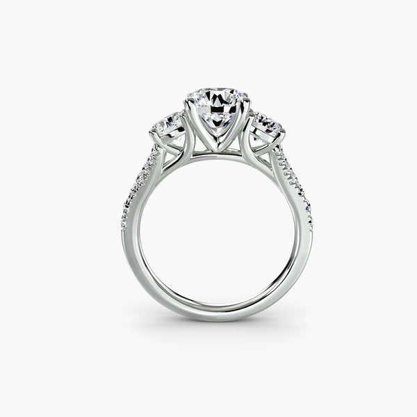 Three-Stone with Trellis Pavé Band