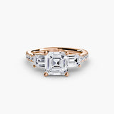 Three-Stone Baguette with Pavé Band