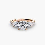Three-Stone Baguette with Pavé Band