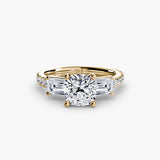 Three-Stone Baguette with Pavé Band