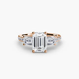 Three-Stone Baguette with Pavé Band