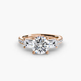 Three-Stone Baguette with Pavé Band