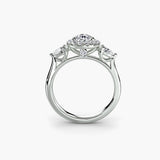Pear Three-Stone Halo