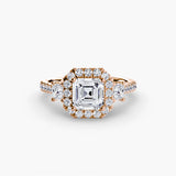 Three-Stone Halo with Pavé Band