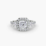 Three-Stone Halo with Pavé Band