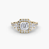 Three-Stone Halo with Pavé Band
