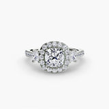 Three-Stone Halo with Pavé Band