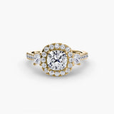 Three-Stone Halo with Pavé Band