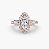 Three-Stone Halo with Pavé Band