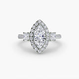 Three-Stone Halo with Pavé Band