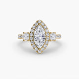 Three-Stone Halo with Pavé Band