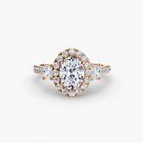 Three-Stone Halo with Pavé Band