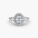 Three-Stone Halo with Pavé Band