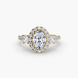 Three-Stone Halo with Pavé Band