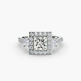 Three-Stone Halo with Pavé Band