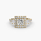 Three-Stone Halo with Pavé Band