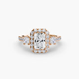 Three-Stone Halo with Pavé Band