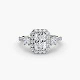 Three-Stone Halo with Pavé Band