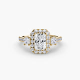 Three-Stone Halo with Pavé Band