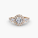 Three-Stone Halo with Pavé Band