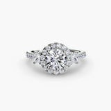 Three-Stone Halo with Pavé Band
