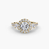 Three-Stone Halo with Pavé Band