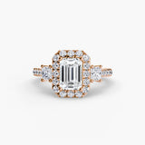 Three-Stone Halo with Pavé Band