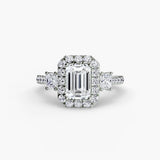 Three-Stone Halo with Pavé Band