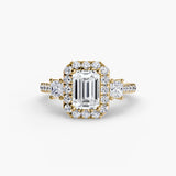 Three-Stone Halo with Pavé Band