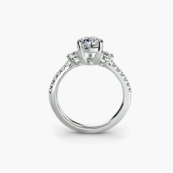 Pear Three-Stone with Pavé Shoulders