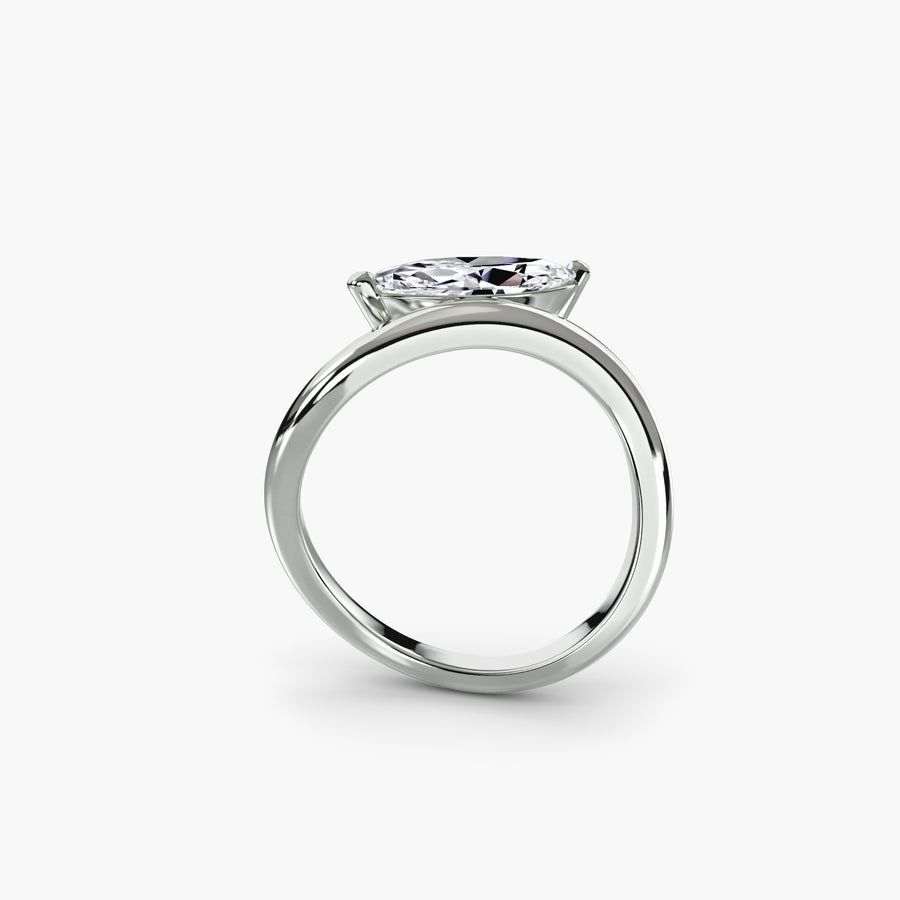 The Wave Ring — Marquise — diamond engagement ring, GIA- or IGI-certified