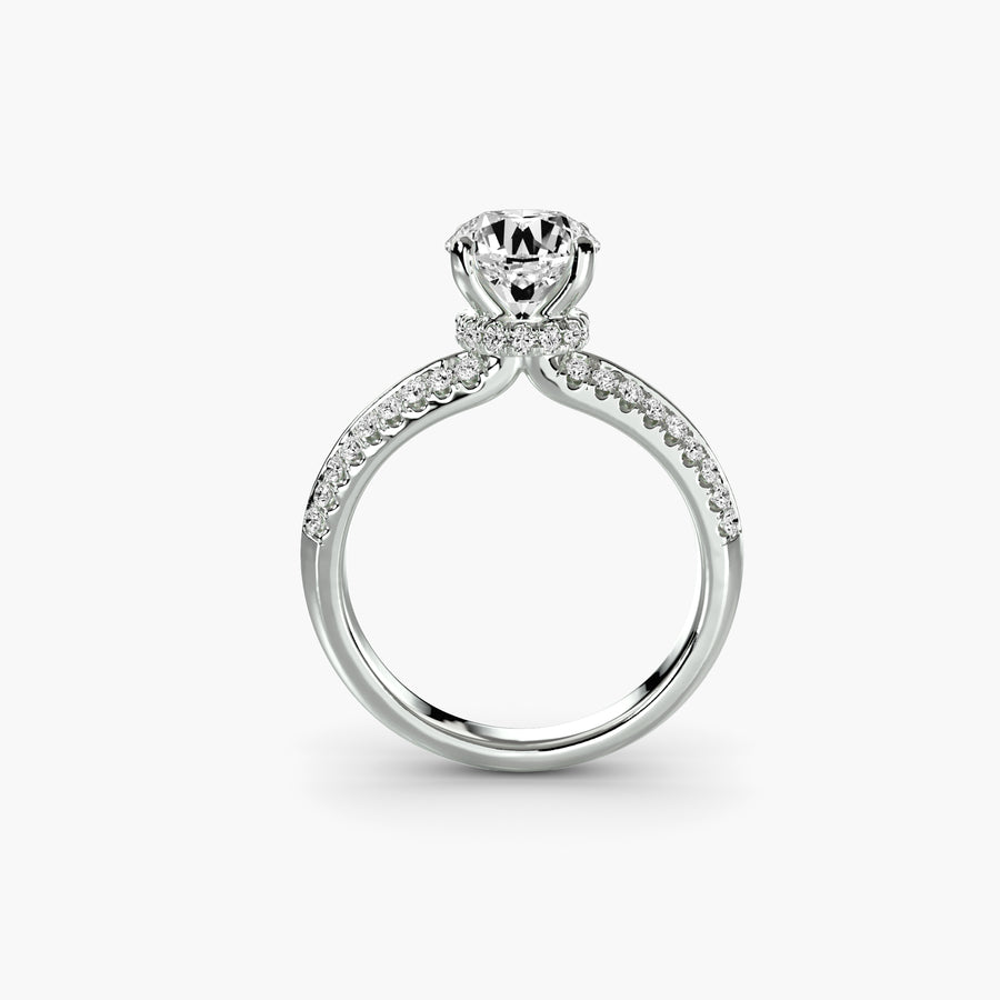 Round Twisted Pavé Solitaire — diamond engagement ring, GIA- or IGI-certified