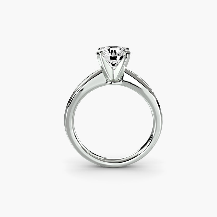 Tapered Pavé Solitaire — diamond engagement ring, GIA- or IGI-certified