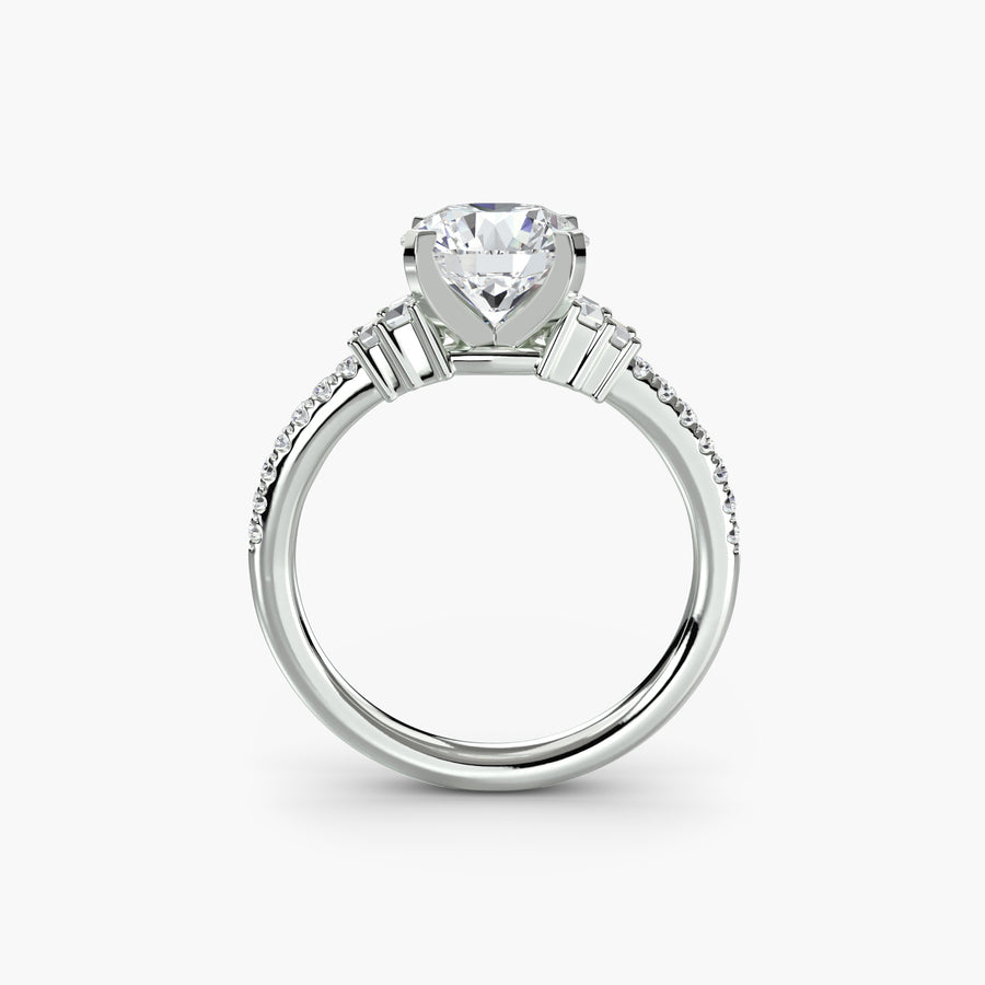 Split-Shank Pavé Solitaire — diamond engagement ring, GIA- or IGI-certified