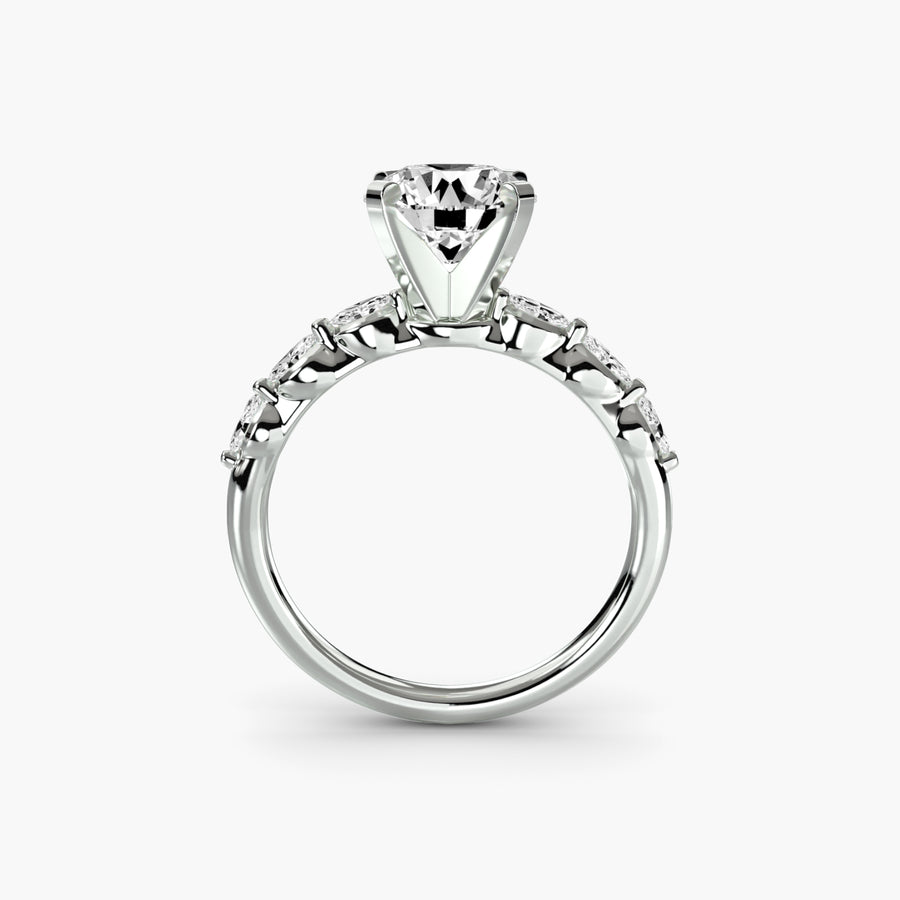 The Floral Accent Solitaire — diamond engagement ring, GIA- or IGI-certified
