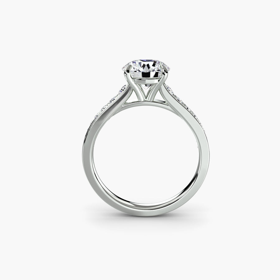 Petite Pavé Solitaire — diamond engagement ring, GIA- or IGI-certified