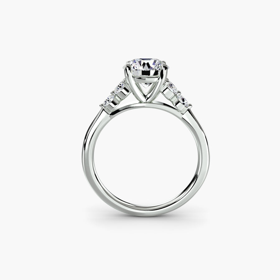 Solitaire with Graduated Shoulder Accents — diamond engagement ring, GIA- or IGI-certified