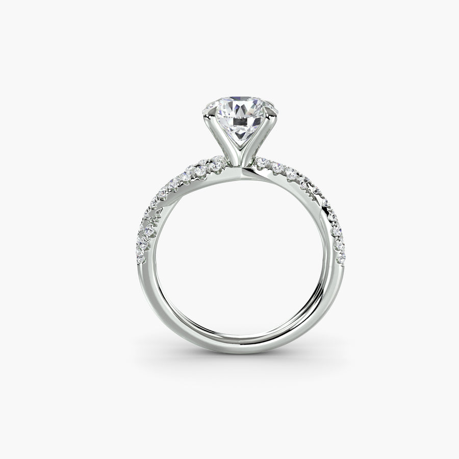 The Twisted Pavé Solitaire — diamond engagement ring, GIA- or IGI-certified