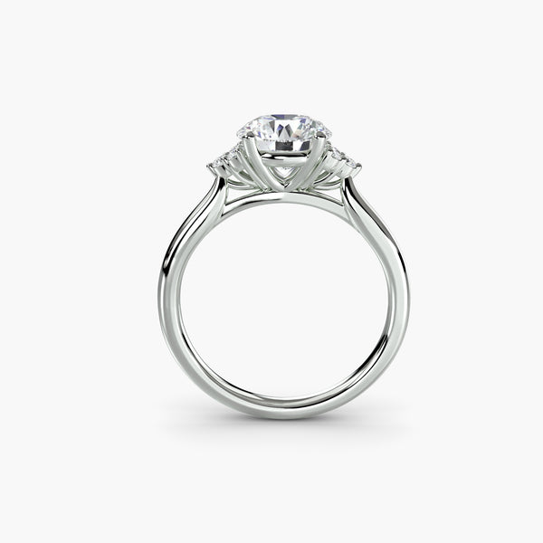 Round Solitaire with Cluster Shoulders