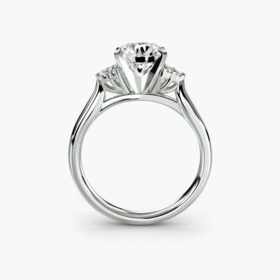 Split-Shank Solitaire with Cluster Shoulders — diamond engagement ring, GIA- or IGI-certified