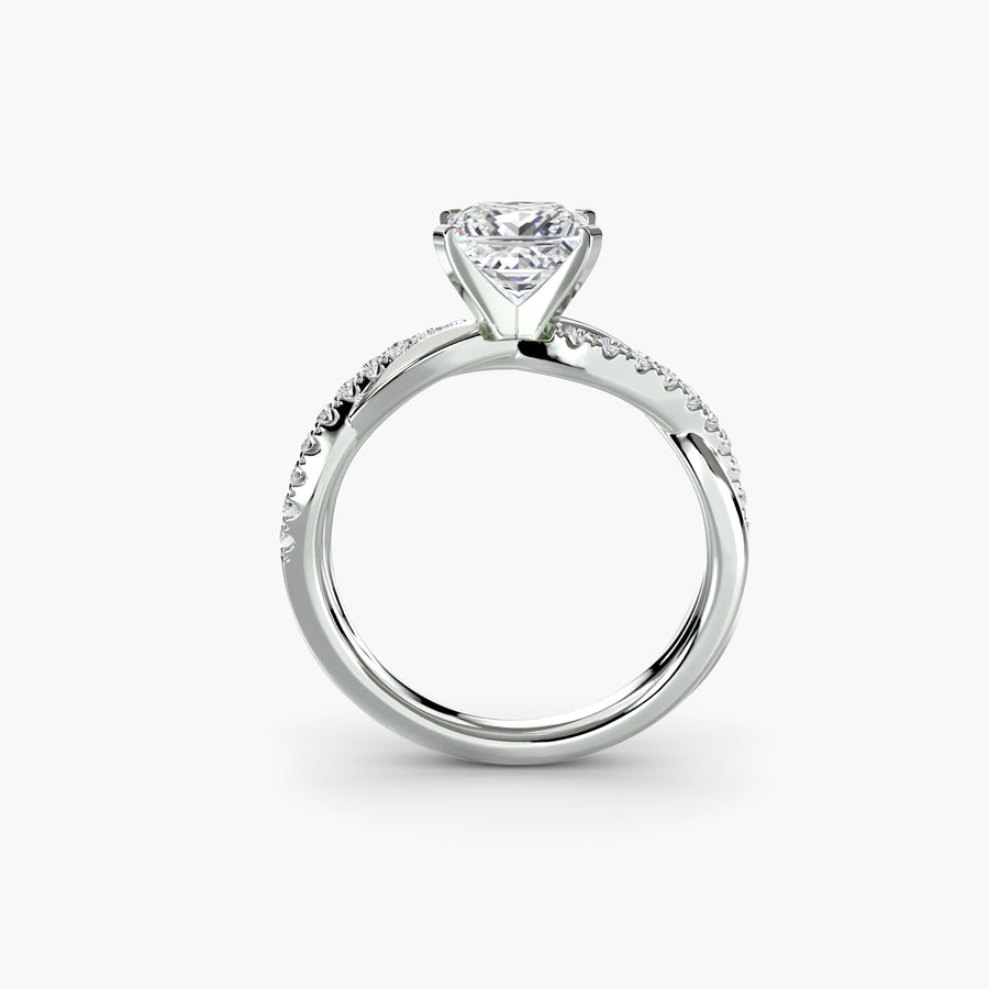 The Emerald Twist Pavé Ring — diamond engagement ring, GIA- or IGI-certified